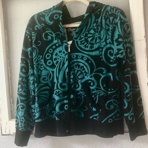 Blue Cropped Jacket W Hoodie